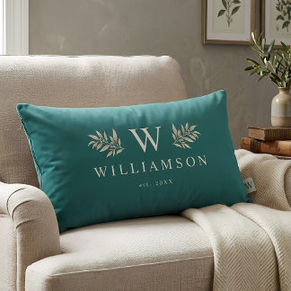 Eleganter rustikaler Monogramm-Name der Familie Sa Lendenkissen