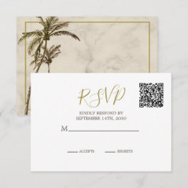 Eleganter Rustikaler Palm Tree QR Code Wedding RSV RSVP Karte