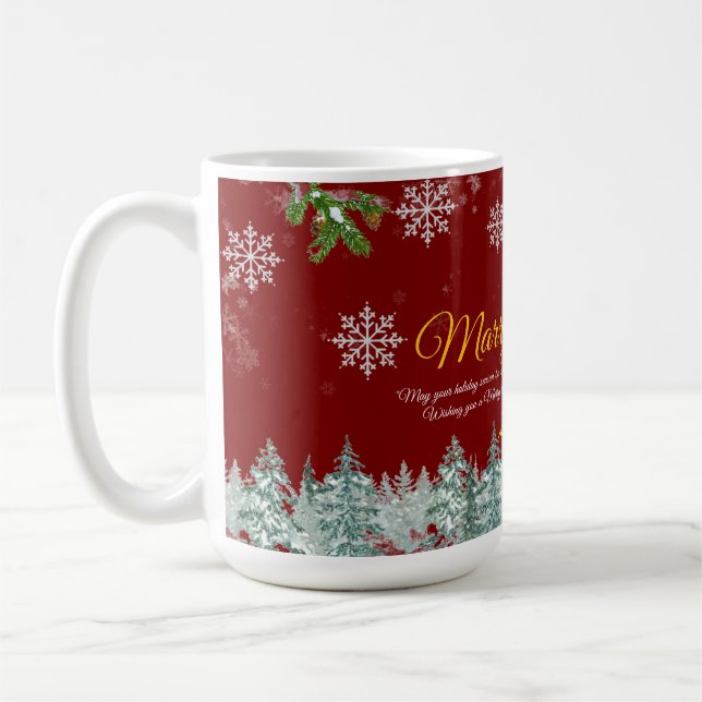 Eleganter Rustikaler Stil Gold Frohe Weihnachten Kaffeetasse (Links)