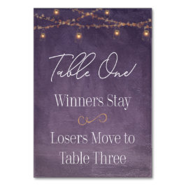 Eleganter rustikaler Tee Beleuchtung Lila Bunco Ti Tischnummer