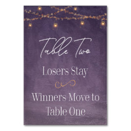 Eleganter rustikaler Tee Lights Lila Bunco Tische  Tischnummer