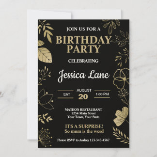 Eleganter Rustikaler Überraschung Geburtstag Einladung