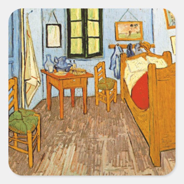 Eleganter Rustikaler Vincent Van Gogh - Schlafzimm Quadratischer Aufkleber (Vorderseite)