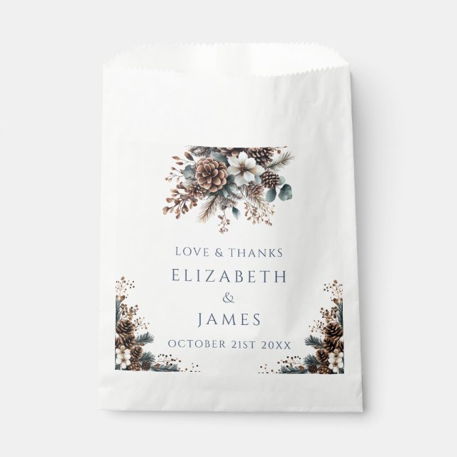 Eleganter Rustikaler Wald Pinecones Hochzeit Geschenktütchen (Vorderseite)