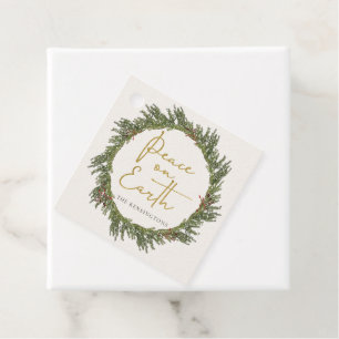 Eleganter Rustikaler Weihnachtskranz-Weltfrieden Geschenkanhänger
