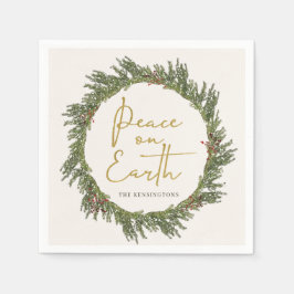 Eleganter rustikaler Weltfrieden Weihnachtskranz Serviette