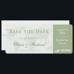 Eleganter Sage Green Boarding Pass Save the Date Einladung<br><div class="desc">Diese Save the Date Card ist ideal für eine Hochzeit in Urlaubsort. Das Design ist schlicht und elegant,  erinnert an einen klassischen Boarding Pass und kann mit Ihren Details personalisiert werden. Es gibt eine ausgezeichnete rett-the-date Ankündigung,  Ihre Hochzeit in Urlaubsort,  Zielfeier oder Wiedersehen anzukündigen.</div>