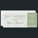 Eleganter Sage Green Boarding Pass Save the Date Einladung<br><div class="desc">Diese Save the Date Card ist ideal für eine Hochzeit in Urlaubsort. Das Design ist schlicht und elegant,  erinnert an einen klassischen Boarding Pass und kann mit Ihren Details personalisiert werden. Es gibt eine ausgezeichnete rett-the-date Ankündigung,  Ihre Hochzeit in Urlaubsort,  Zielfeier oder Wiedersehen anzukündigen.</div>