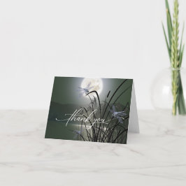 Eleganter Sage Green Full Moon Dragonfly Pond Dankeskarte
