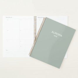 Eleganter Sage Green Personalisiert Name - Planer