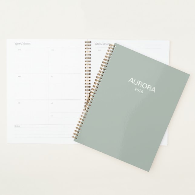 Eleganter Sage Green Personalisiert Name - Planer (Anzeige)