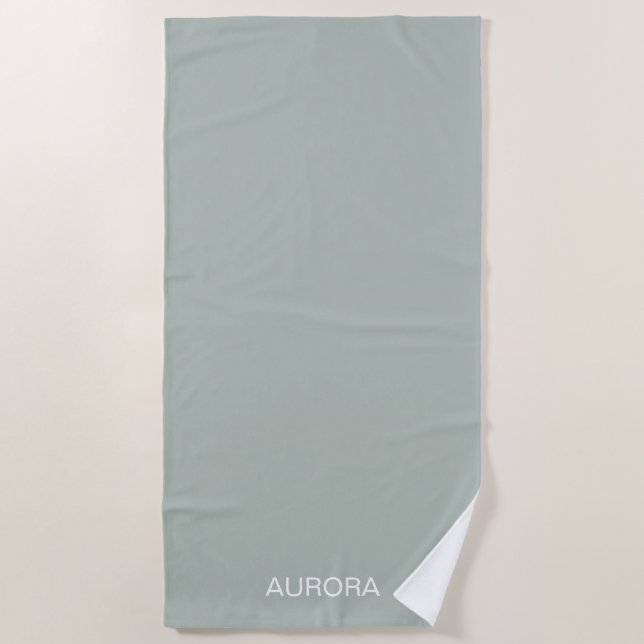 Eleganter Sage Green Personalisiert Name - Strandtuch (Vorderseite)