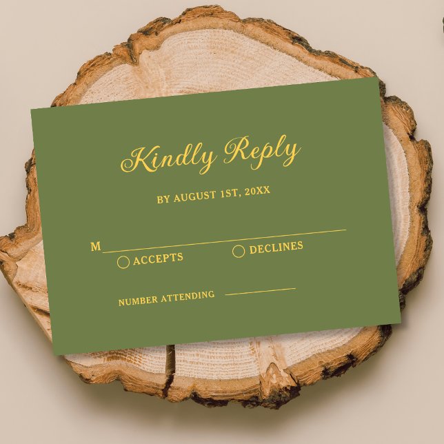 Eleganter Sage Green und Gold Wedding RSVP (Von Creator hochgeladen)