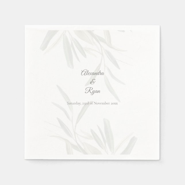 Eleganter Sage Grüner Botanischer Cocktail Serviette (Vorderseite)