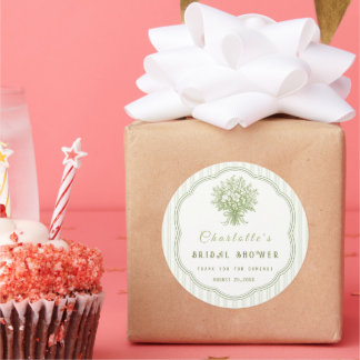 Eleganter Salbeigrüner Brautparty-Geschenkaufklebe Runder Aufkleber