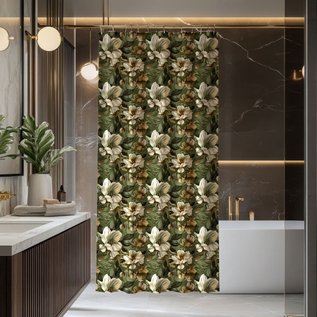 Eleganter Salbeigrüner Duschvorhang Botanical Chic (Elegant Sage Green Shower Curtain Botanical Chic)