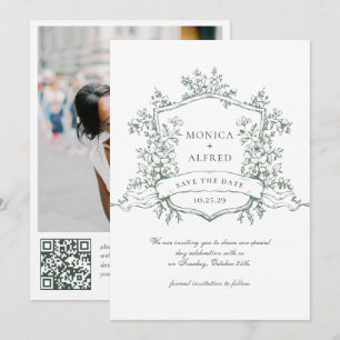 Eleganter Salbeigrüner Französischer Garten Hochze Save The Date