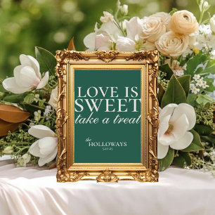 Eleganter Salbeigrüner Love is Sweet Hochzeitsdess Poster