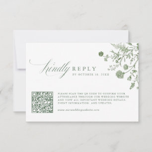 Eleganter Salbeigrüner Vintage-Klassischer Floral- RSVP Karte