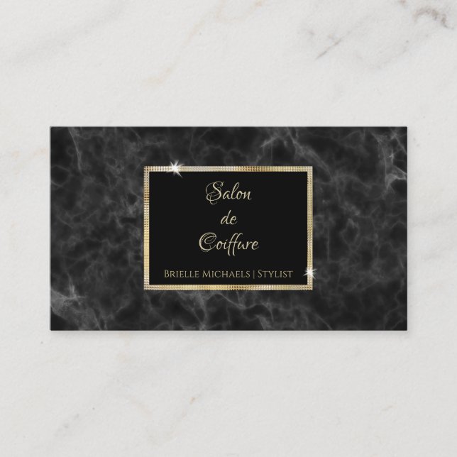 Eleganter Salon aus schwarzem Marmor Visitenkarte (Vorderseite)