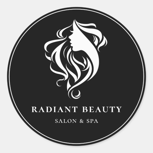 Eleganter Salon Wellness-Center Modernes Logo Schw Runder Aufkleber (Vorderseite)