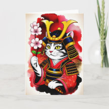 Eleganter Samurai-Katze Kirsche zum Geburtstag, Da