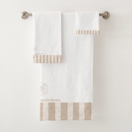 Eleganter Sand Dollar Stripes Familienname Badhandtuch Set