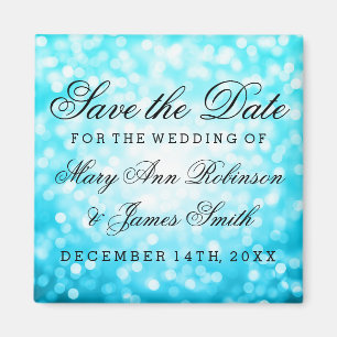 Eleganter Save the Date türkisfarbener Glitzer Lig Magnet