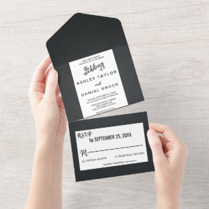 Eleganter schick Schwarz-Weiß rustikal extravagant All In One Einladung