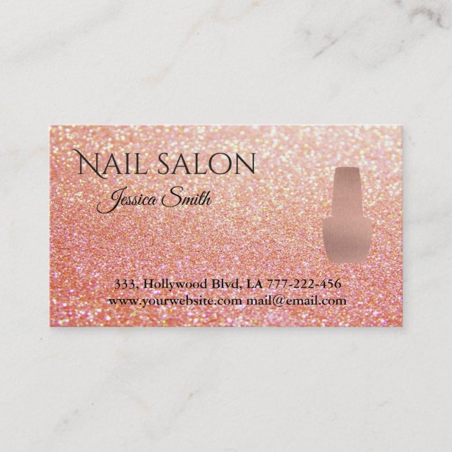 Eleganter, schicker Goldglittersalon der Rose Terminkarte (Vorderseite)