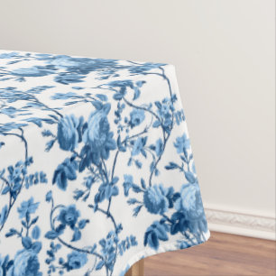 Eleganter, schicker Vintage-Style mit blauen Rosen Tischdecke