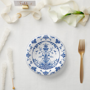 Eleganter, schlichter Blue White Blume Chinoiserie Pappteller