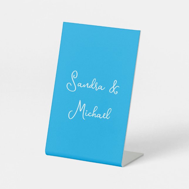 Eleganter Schlichter Himmelblau Personalisierte Cu Sockelschild (Vorderseite)