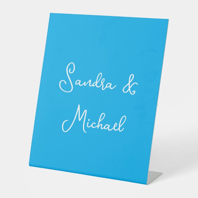 Eleganter Schlichter Himmelblau Personalisierte Cu Sockelschild (Vorderseite)