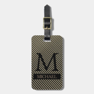 Eleganter, schlichter Metallstreifen Mit Monogramm Gepäckanhänger