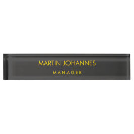 Eleganter Schlichter, stilvoller Gold Color Black Namensplakette