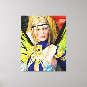 Eleganter Schmetterling Feen Fantasy Portrait Leinwanddruck