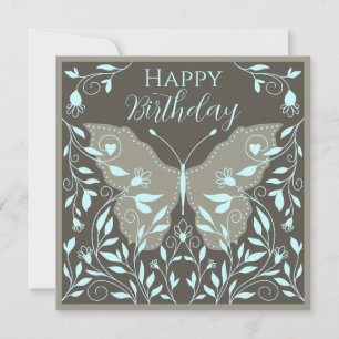 Eleganter Schmetterling mit Reben Alles Gute zum G Mitteilungskarte