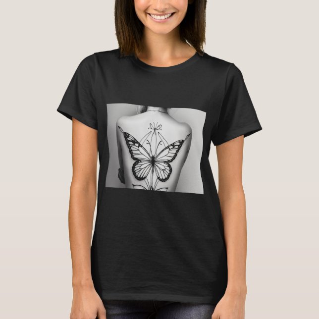 "Eleganter Schmetterling Print Women's Basic T - S T-Shirt (Vorderseite)