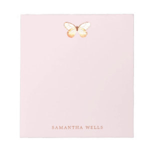 Eleganter Schmetterling Rosa Personalisiert Notizblock