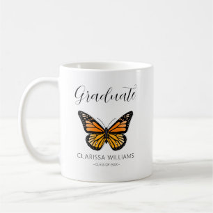 Eleganter Schmetterling Schwarz-Weiß-Abschlussfeie Kaffeetasse