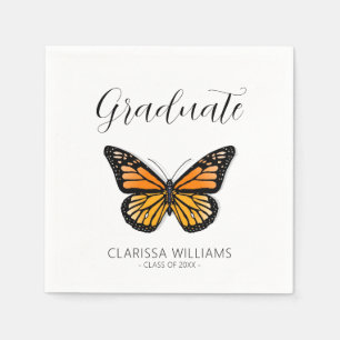 Eleganter Schmetterling Schwarz-Weiß-Abschlussfeie Serviette