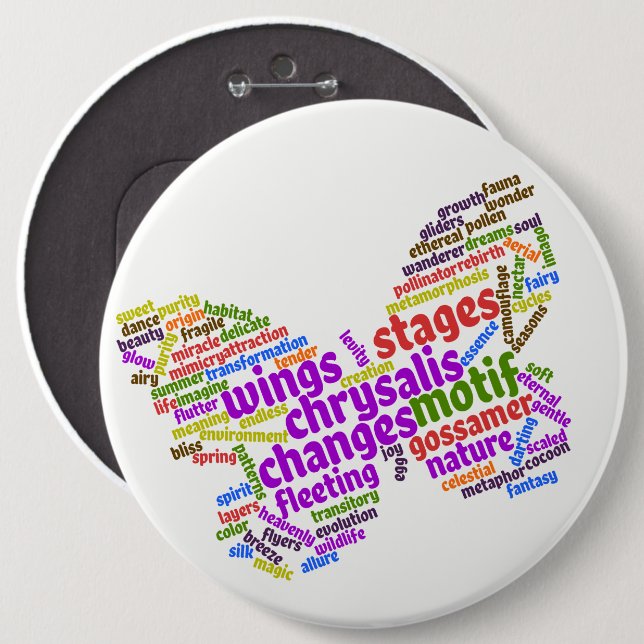 Eleganter Schmetterling-Tag Cloud Button (Vorne & Hinten)
