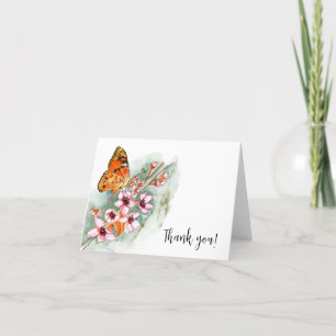 Eleganter Schmetterling und Blüten Dankeskarte