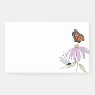 Eleganter Schmetterling und Lila Blume Stilvolle B Post-it Klebezettel