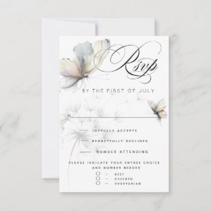 Eleganter Schmetterling und Löwenzahn-Puder-Pastel RSVP Karte