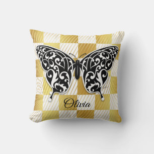 Eleganter Schmetterling-Wurfkissen Schwarz Kissen