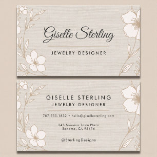 Eleganter Schmuckdesigner Botanischer Floraler Lei Visitenkarte