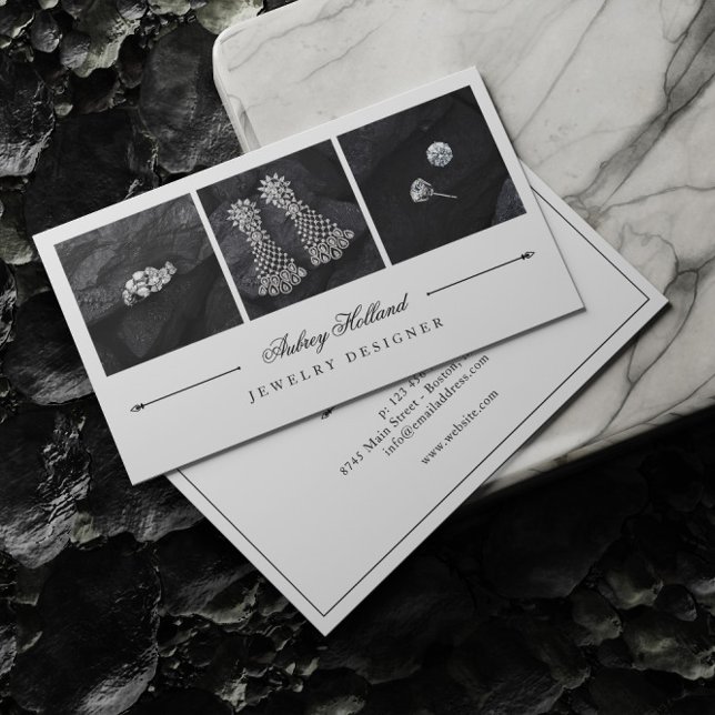 Eleganter Schmuckdesigner Fotosammlung Visitenkarte (Von Creator hochgeladen)