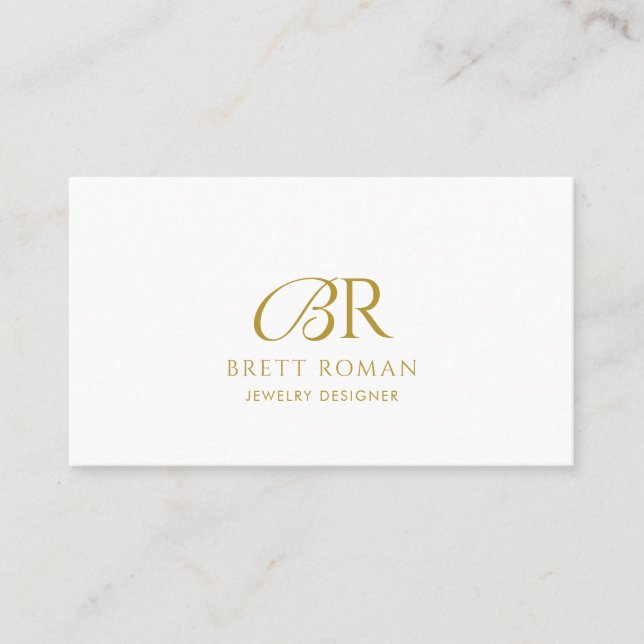 Eleganter Schmuckdesigner Gold Monogram Visitenkarte (Vorderseite)